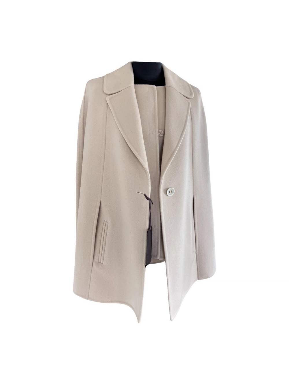 NWR Ermanno Scervino Cream Single-Button Pea Coat